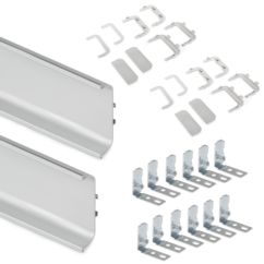 Emuca Kit de 2 profils centraux Gola pour meubles de cuisine, longueur 2,35mm, avec accessoires, Aluminium, Anodisé mat - Item
