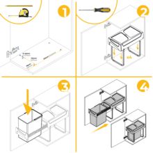 Emuca bac de tri sélectif a montage inférieur et extraction manuelle pour élément de cuisine Recycle, 1x20 litres, Plastique, Noir - Item10