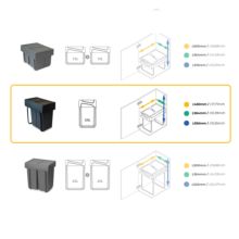 Emuca bac de tri sélectif a montage inférieur et extraction manuelle pour élément de cuisine Recycle, 1x20 litres, Plastique, Noir - Item5