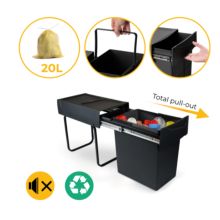 Emuca bac de tri sélectif a montage inférieur et extraction manuelle pour élément de cuisine Recycle, 1x20 litres, Plastique, Noir - Item6
