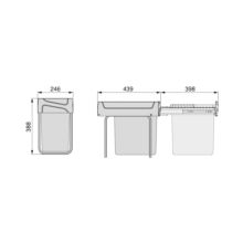 Emuca bac de tri sélectif a montage inférieur et extraction manuelle pour élément de cuisine Recycle, 1x20 litres, Plastique, Noir - Item7