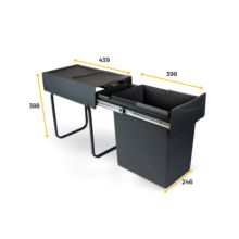 Emuca bac de tri sélectif a montage inférieur et extraction manuelle pour élément de cuisine Recycle, 1x20 litres, Plastique, Noir - Item8