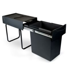 Emuca bac de tri sélectif a montage inférieur et extraction manuelle pour élément de cuisine Recycle, 1x20 litres, Plastique, Noir