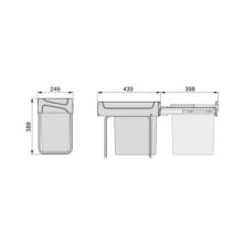 Emuca Contenedor de reciclaje para fijación inferior y extracción manual en mueble de cocina Recycle 1x20litros, Plástico gris antracita - Ítem2