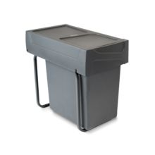 Emuca Contenedor de reciclaje para fijación inferior y extracción manual en mueble de cocina Recycle 1x20litros, Plástico gris antracita - Ítem8