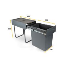 Emuca bac de tri sélectif a montage inférieur et extraction manuelle pour élément de cuisine Recycle, 1x20 litres, Plastique gris anthracite - Item1