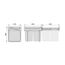 Emuca Contenedor de reciclaje para fijación inferior y extracción manual en mueble de cocina Recycle 2x20litros, Plástico gris antracita - Ítem1