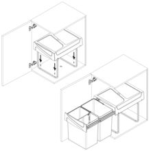 Emuca Contenedor de reciclaje para fijación inferior y extracción manual en mueble de cocina Recycle 2x20litros, Plástico gris antracita - Ítem5