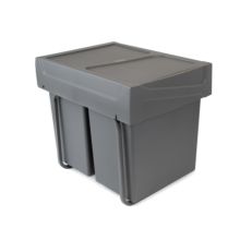 Emuca Contenedor de reciclaje para fijación inferior y extracción manual en mueble de cocina Recycle 2x20litros, Plástico gris antracita - Ítem6