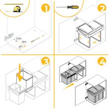 Emuca Contenedor de reciclaje para fijación inferior y extracción manual en mueble de cocina Recycle 2x20litros, Plástico gris antracita - Ítem2