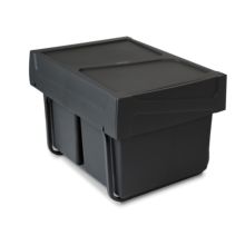 Emuca Bac de tri sélectif a montage inférieur et extraction manuelle pour élément de cuisine Recycle, 2x15litres, Plastique, Noir - Item1