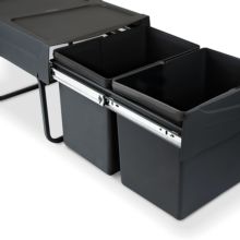 Emuca Bac de tri sélectif a montage inférieur et extraction manuelle pour élément de cuisine Recycle, 2x15litres, Plastique, Noir - Item2