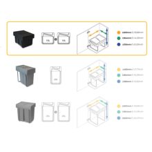 Emuca Bac de tri sélectif a montage inférieur et extraction manuelle pour élément de cuisine Recycle, 2x15litres, Plastique, Noir - Item3