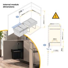 Emuca Bac de tri sélectif a montage inférieur et extraction manuelle pour élément de cuisine Recycle, 2x15litres, Plastique, Noir - Item8