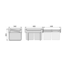 Emuca Contenedor de reciclaje para fijación inferior y extracción manual en mueble de cocina 2x15litros, Plástico gris antracita - Ítem1