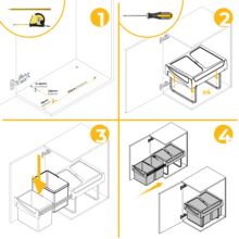 Emuca Bac de tri sélectif a montage inférieur et extraction manuelle pour élément de cuisine Recycle, 2x15litres, Plastique Gris antracite - Item2