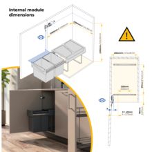 Emuca Bac de tri sélectif a montage inférieur et extraction manuelle pour élément de cuisine Recycle, 2x15litres, Plastique Gris antracite - Item4
