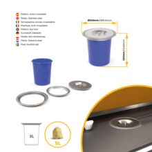 Emuca Cubo de basura empotrable para encimera de cocina Recycle, 1 vaso extraíble de 5 litros, Acero inoxidable y Plástico - Ítem1