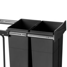Emuca Contenedor de reciclaje para fijación inferior y extracción manual en mueble de cocina Recycle 2x25litros, Plástico, Negro - Ítem10
