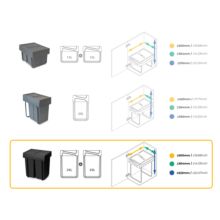 Emuca Contenedor de reciclaje para fijación inferior y extracción manual en mueble de cocina Recycle 2x25litros, Plástico, Negro - Ítem11