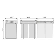 Emuca Contenedor de reciclaje para fijación inferior y extracción manual en mueble de cocina Recycle 2x25litros, Plástico, Negro - Ítem13
