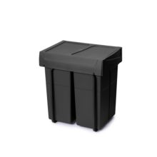 Emuca Contenedor de reciclaje para fijación inferior y extracción manual en mueble de cocina Recycle 2x25litros, Plástico, Negro - Ítem4