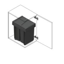 Emuca Contenedor de reciclaje para fijación inferior y extracción manual en mueble de cocina Recycle 2x25litros, Plástico, Negro - Ítem5