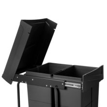 Emuca Contenedor de reciclaje para fijación inferior y extracción manual en mueble de cocina Recycle 2x25litros, Plástico, Negro - Ítem9