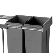 Emuca Contenedor de reciclaje para fijación inferior y extracción manual en mueble de cocina Recycle 2x25litros, Plástico gris antracita - Ítem8