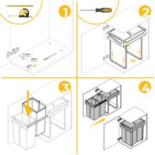 Emuca Contenedor de reciclaje para fijación inferior y extracción manual en mueble de cocina Recycle 2x25litros, Plástico gris antracita - Ítem3