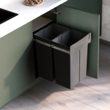 Emuca Contenedor de reciclaje para fijación inferior y extracción manual en mueble de cocina Recycle 2x25litros, Plástico gris antracita - Ítem12
