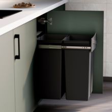 Emuca Contenedor de reciclaje para fijación inferior y extracción manual en mueble de cocina Recycle 2x25litros, Plástico gris antracita - Ítem13