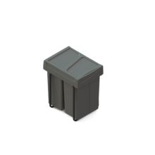 Emuca Contenedor de reciclaje para fijación inferior y extracción manual en mueble de cocina Recycle 2x25litros, Plástico gris antracita - Ítem15