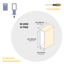 Emuca Porte-bouteilles latéral extractible Harmony avec fermeture amortie, Module largeur 150mm hauteur 700mm, Acier et Bois, Gris anthracite - Item10