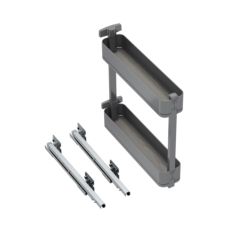 Emuca Botellero lateral extraíble Harmony con cierre suave, Módulo ancho 150mm alto 700mm, Acero y Madera, Gris antracita