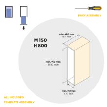 Emuca Botellero lateral extraíble Harmony con cierre suave, Módulo ancho 150mm alto 800mm, Acero y Madera, Gris antracita - Ítem10