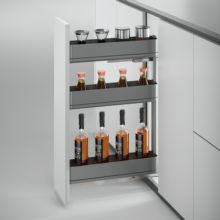 Emuca Botellero lateral extraíble Harmony con cierre suave, Módulo ancho 150mm alto 800mm, Acero y Madera, Gris antracita - Ítem2