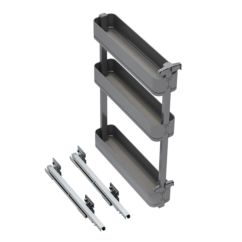 Emuca Botellero lateral extraíble Harmony con cierre suave, Módulo ancho 150mm alto 800mm, Acero y Madera, Gris antracita