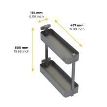 Emuca Porte-bouteilles latéral extractible Harmony avec fermeture amortie, Module largeur 200mm hauteur 700mm, Acier et Bois, Gris anthracite - Item9