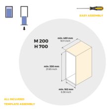 Emuca Porte-bouteilles latéral extractible Harmony avec fermeture amortie, Module largeur 200mm hauteur 700mm, Acier et Bois, Gris anthracite - Item10