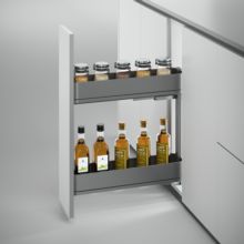 Emuca Porte-bouteilles latéral extractible Harmony avec fermeture amortie, Module largeur 200mm hauteur 700mm, Acier et Bois, Gris anthracite - Item2