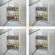 Emuca Porte-bouteilles latéral extractible Harmony avec fermeture amortie, Module largeur 200mm hauteur 700mm, Acier et Bois, Gris anthracite - Item7