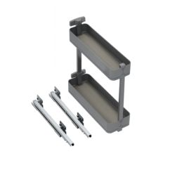 Emuca Porte-bouteilles latéral extractible Harmony avec fermeture amortie, Module largeur 200mm hauteur 700mm, Acier et Bois, Gris anthracite