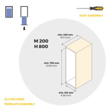 Emuca Botellero lateral extraíble Harmony con cierre suave, Módulo ancho 200mm alto 800mm, Acero y Madera, Gris antracita - Ítem10