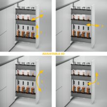 Emuca Botellero lateral extraíble Harmony con cierre suave, Módulo ancho 200mm alto 800mm, Acero y Madera, Gris antracita - Ítem7