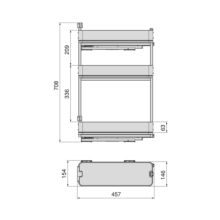Emuca Botellero lateral extraíble Harmony con cierre suave, Módulo ancho 200mm alto 800mm, Acero y Madera, Gris antracita - Ítem8