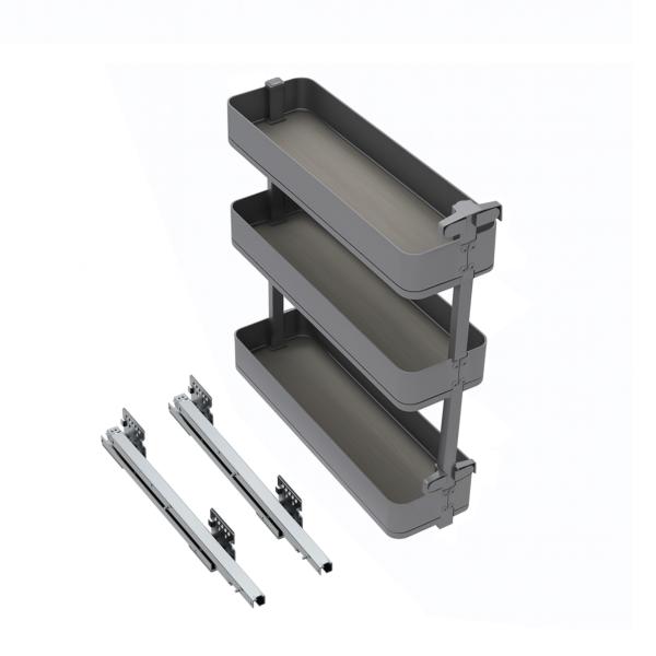 Emuca Botellero lateral extraíble Harmony con cierre suave, Módulo ancho 200mm alto 800mm, Acero y Madera, Gris antracita