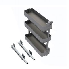 Emuca Botellero lateral extraíble Harmony con cierre suave, Módulo ancho 200mm alto 800mm, Acero y Madera, Gris antracita