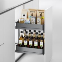 Emuca Carro extraíble Harmony con cierre suave, Módulo ancho 300mm alto 700mm, Acero y Madera, Gris antracita - Ítem2