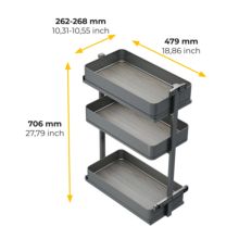 Emuca Carro extraíble Harmony con cierre suave, Módulo ancho 300mm alto 800mm, Acero y Madera, Gris antracita - Ítem8